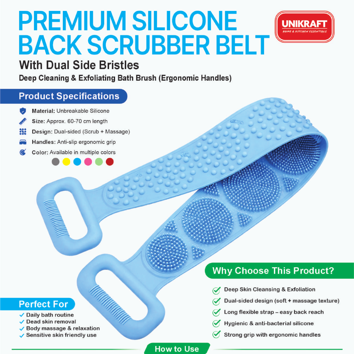 nikraft Premium Silicone Back Scrubber Belt nikraft Premium Silicone Back Scrubber Belt